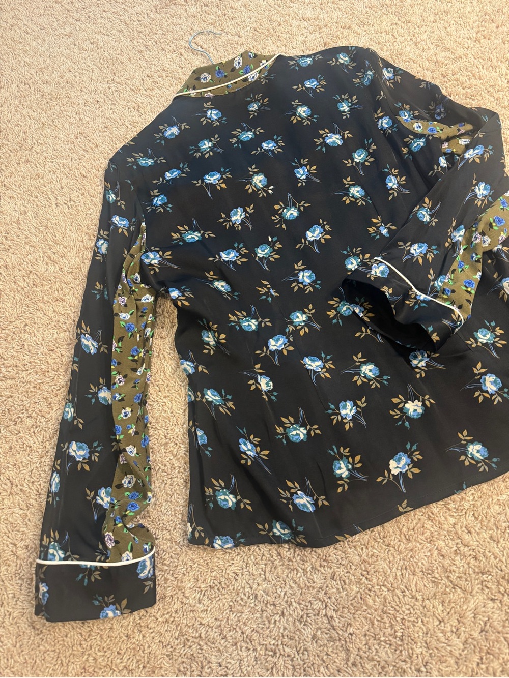NWT Sandro Paris Crepe & Satin Noisette Shirt In Black Floral Size 3 - Picture 9 of 11